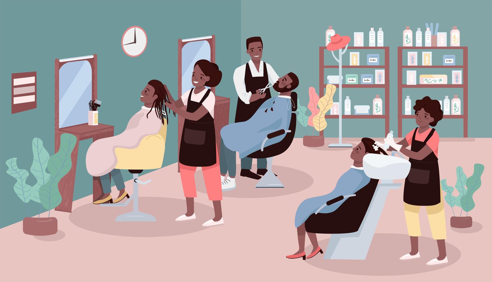 Beauty parlor flat color vector illustration