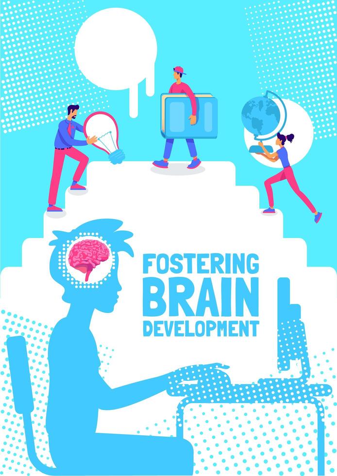 Fostering brain development poster flat vector template