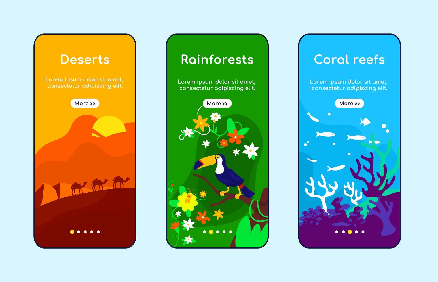 pantalla de la aplicación de incorporación de zonas climáticas vector