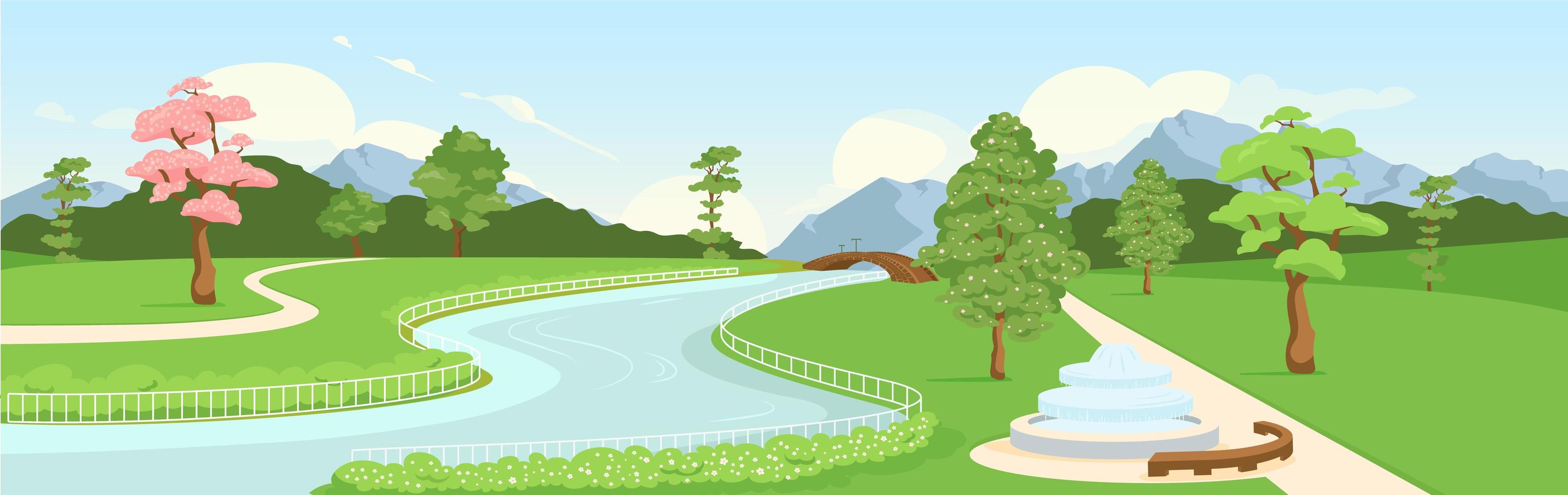 Botanical garden flat color vector illustration 1815275 Vector Art at