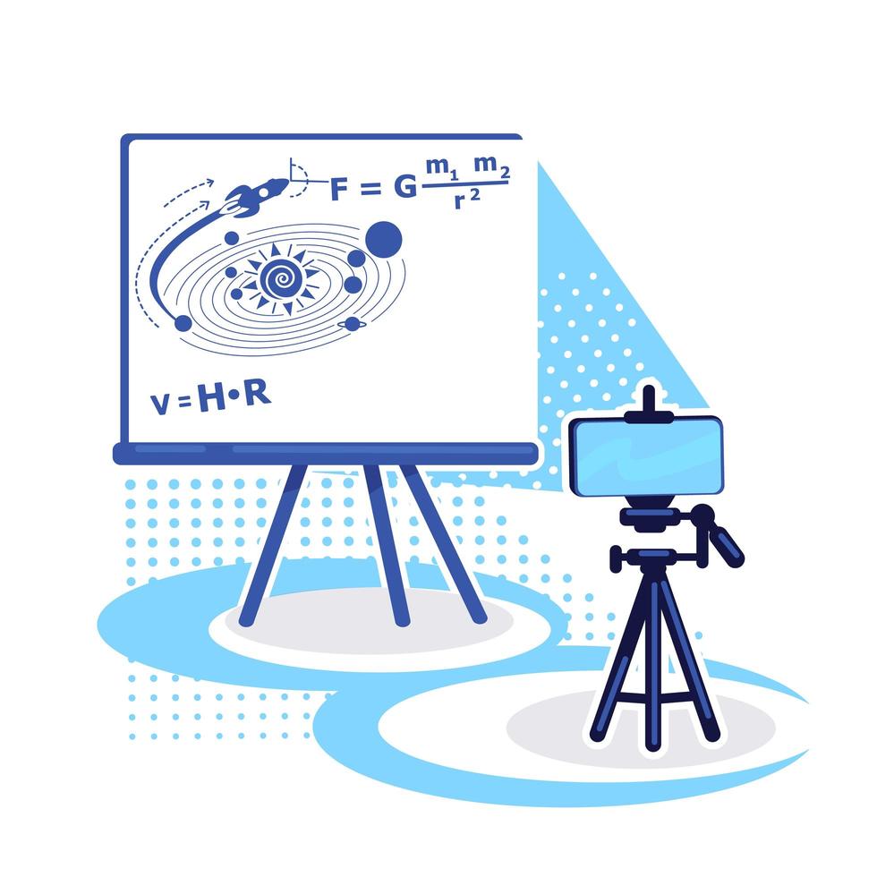 Streaming setup for e learning flat color vector object