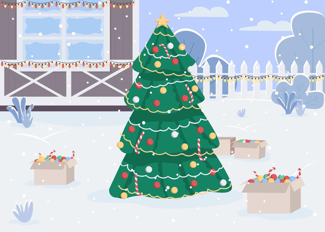 Christmas eve flat color vector illustration