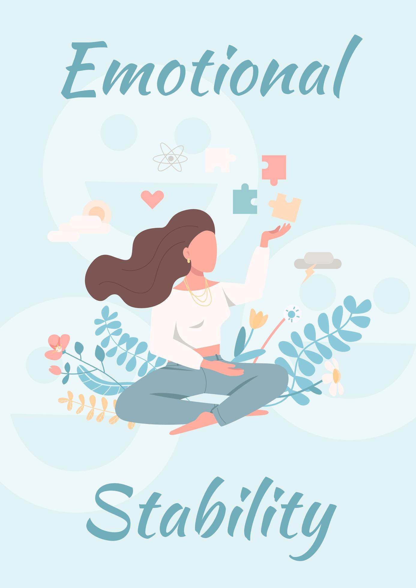 Emotional stability poster flat vector template 1815373 Vector Art at