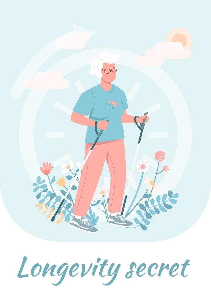 Longevity secret poster flat vector template