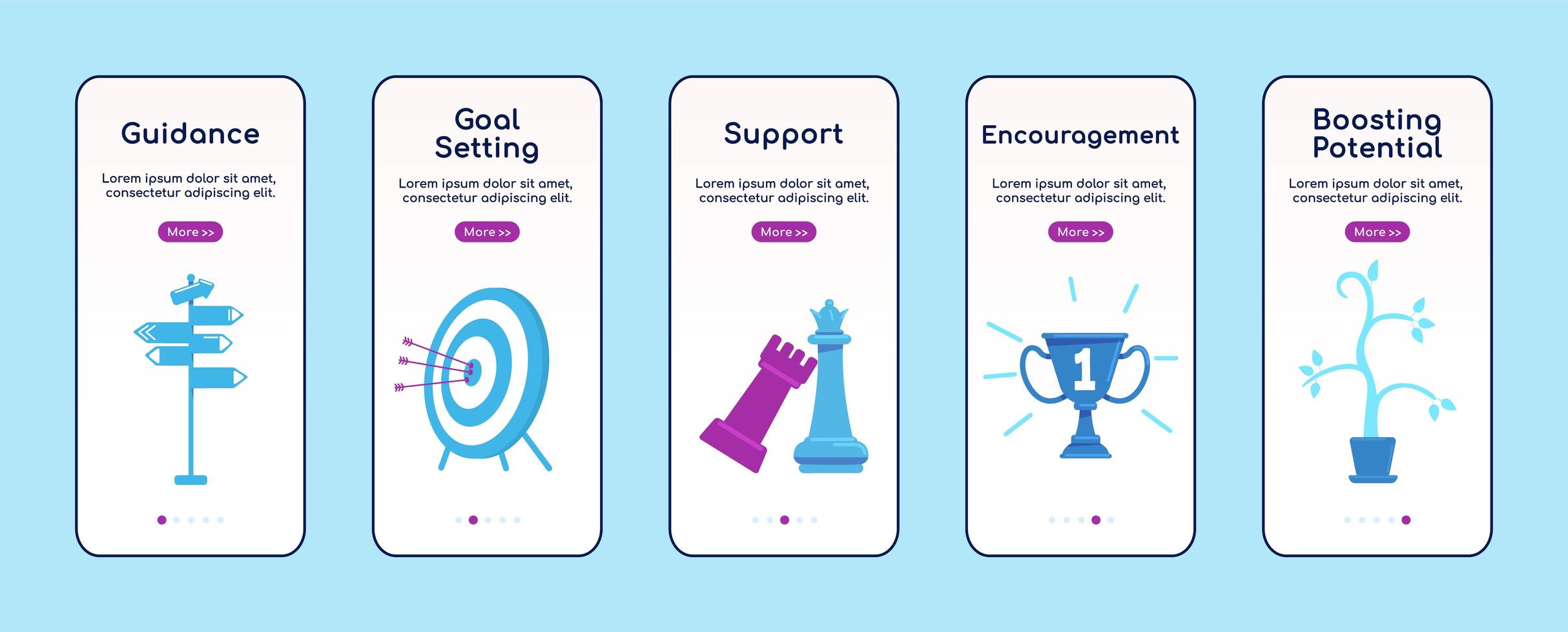 Mentoring onboarding mobile app screen flat vector template