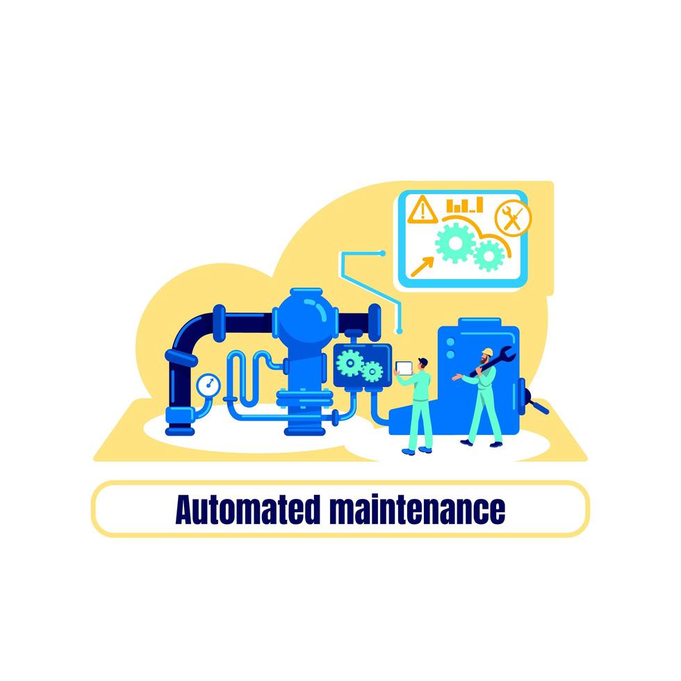 Computerized machinery flat concept vector