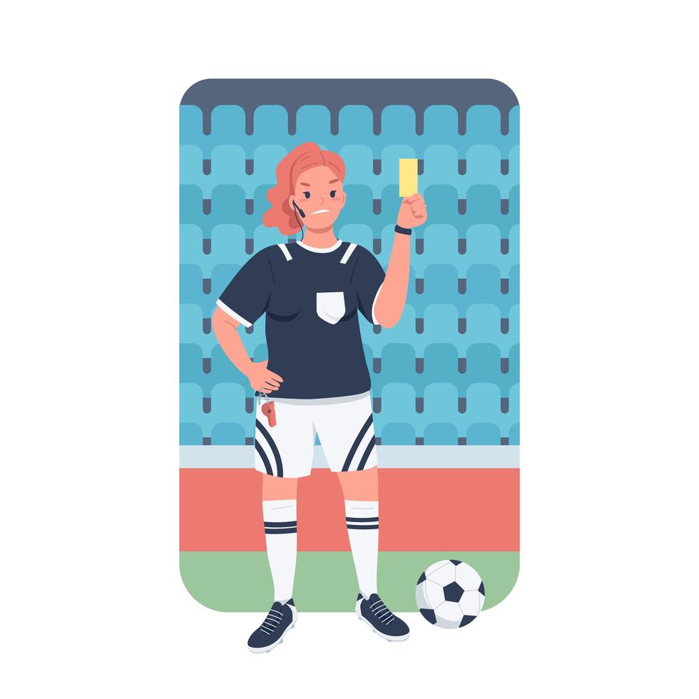 Woman football referee flat color vector detailed character