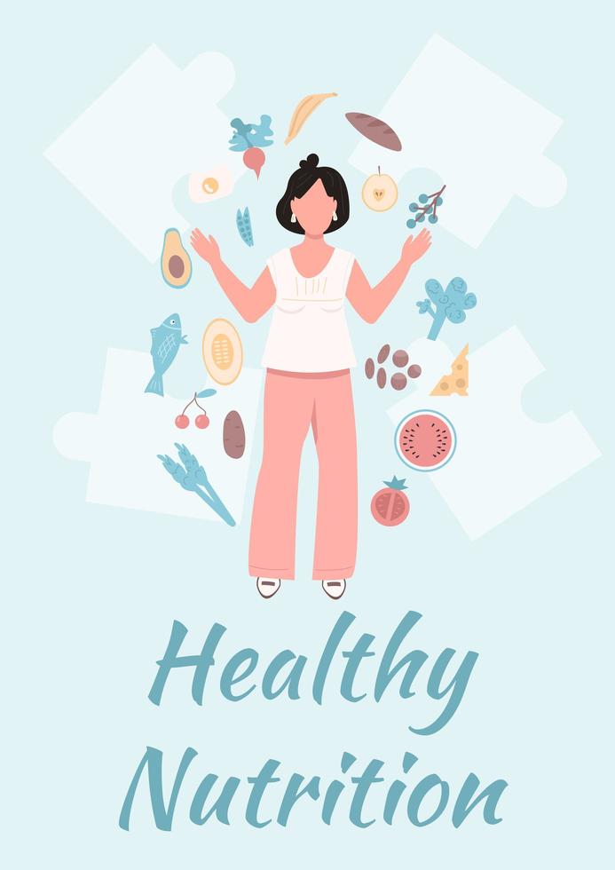 Healthy nutrition poster flat vector template