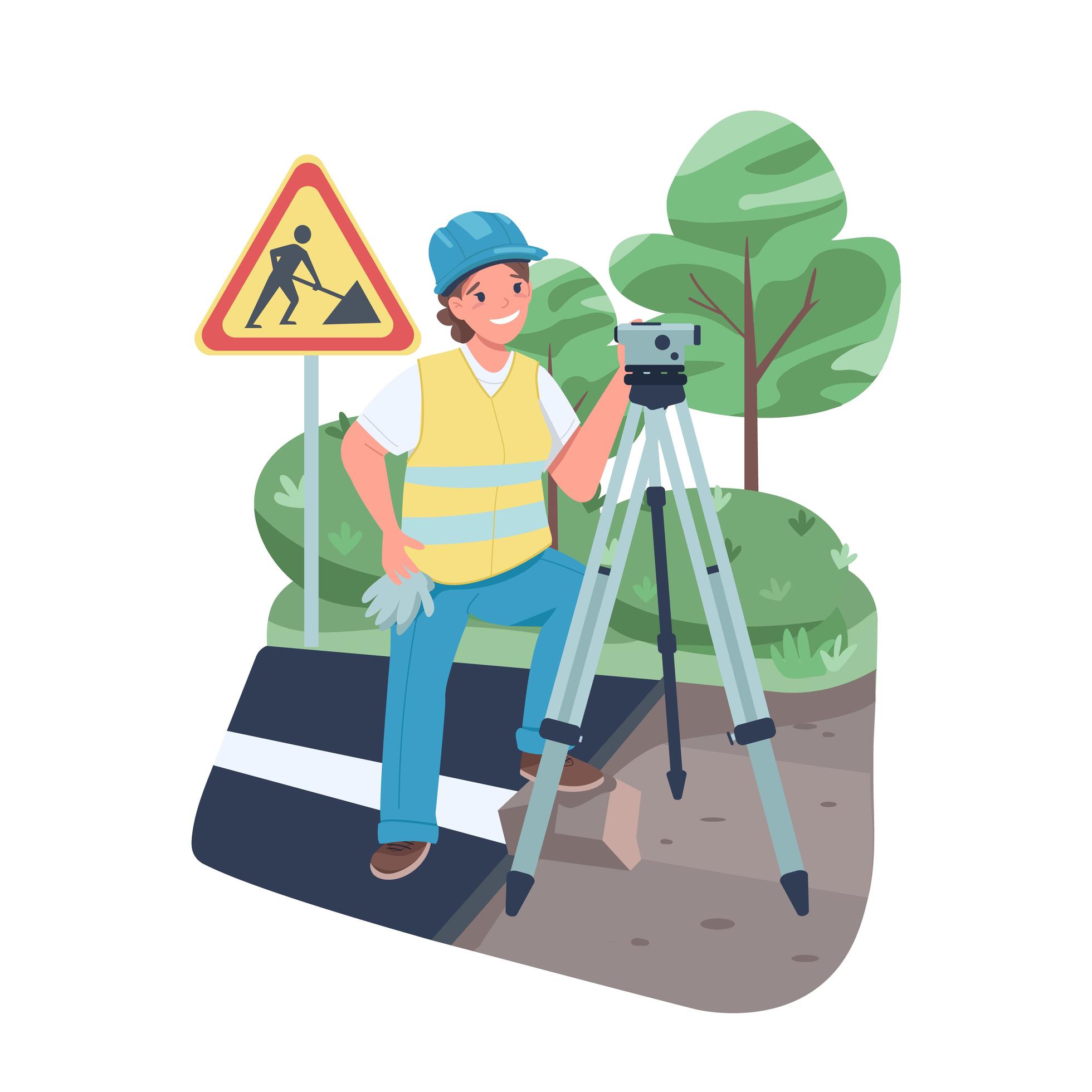 Woman land surveyor flat color vector detailed character 1815452 Vector