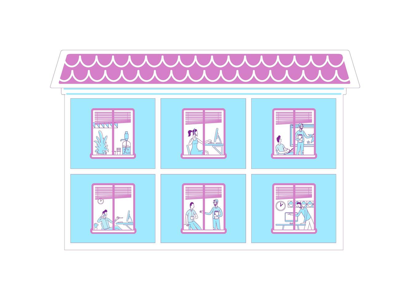 People in offices flat color vector illustration