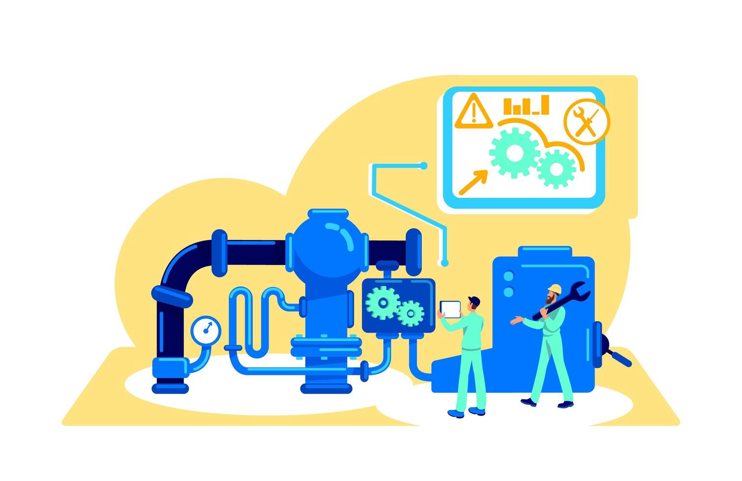 Automatization of machinery flat concept vector illustration