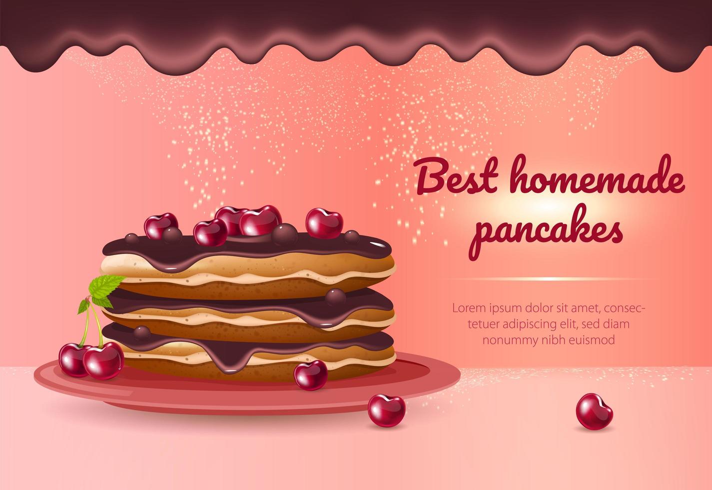 Best homemade pancakes realistic vector product ads banner template