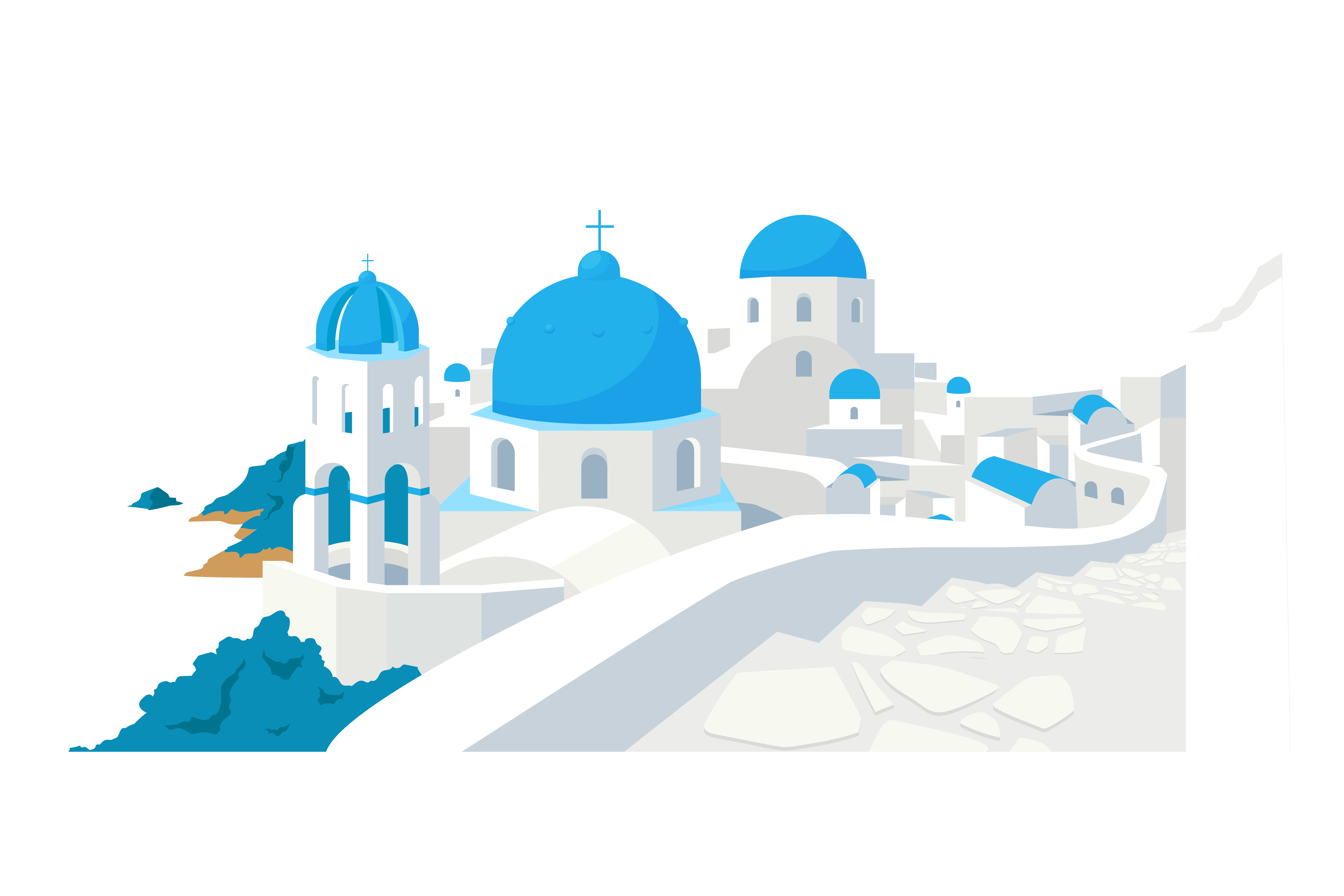 Santorini buildings flat color vector object 1815483 Vector Art at Vecteezy