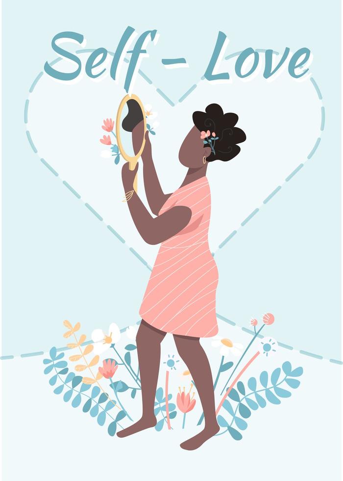 Self love poster flat vector template