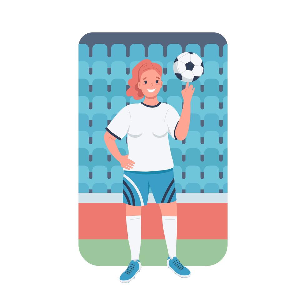 mujer futbolista color plano vector carácter detallado