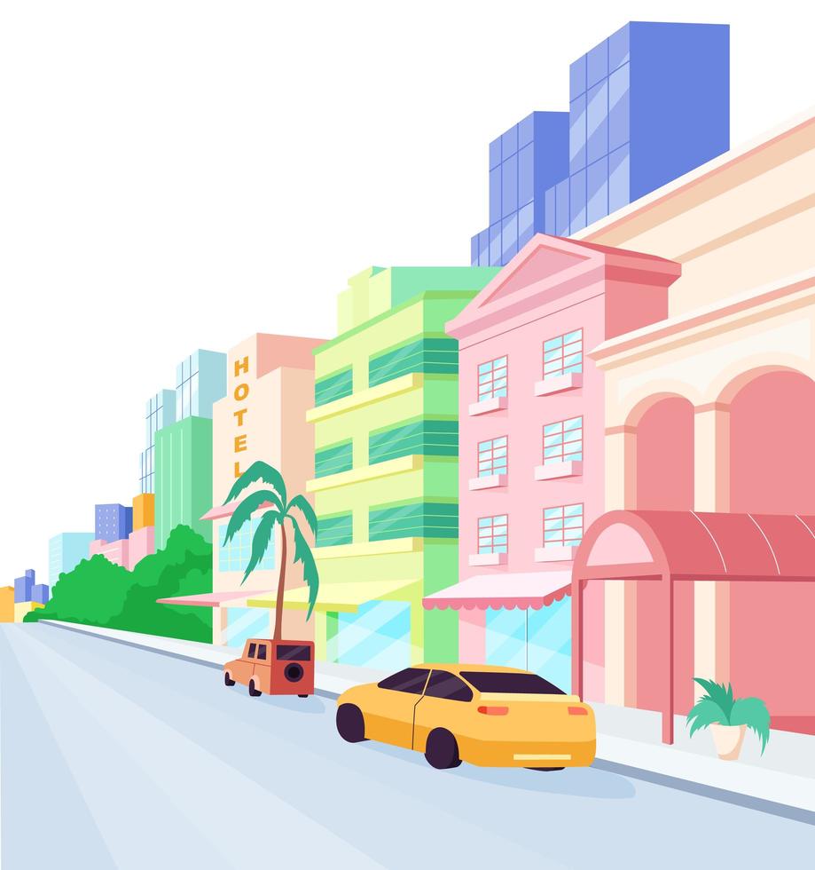 Miami streets flat color vector object