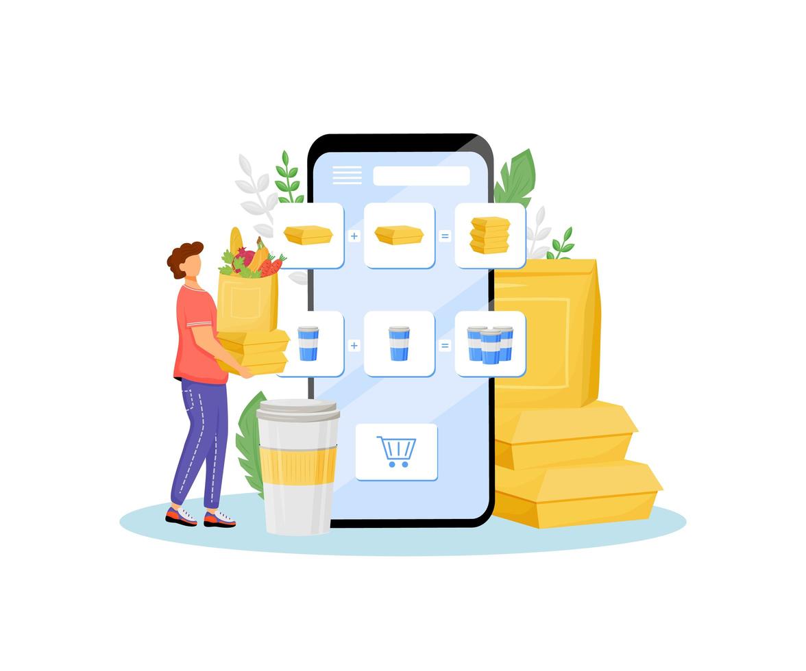 Online grocer special offer flat concept vector illustration