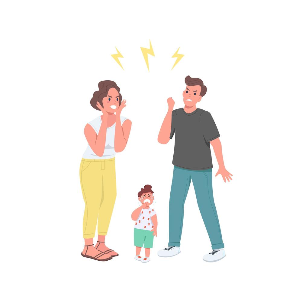 Arguing parents flat color vector faceless characters