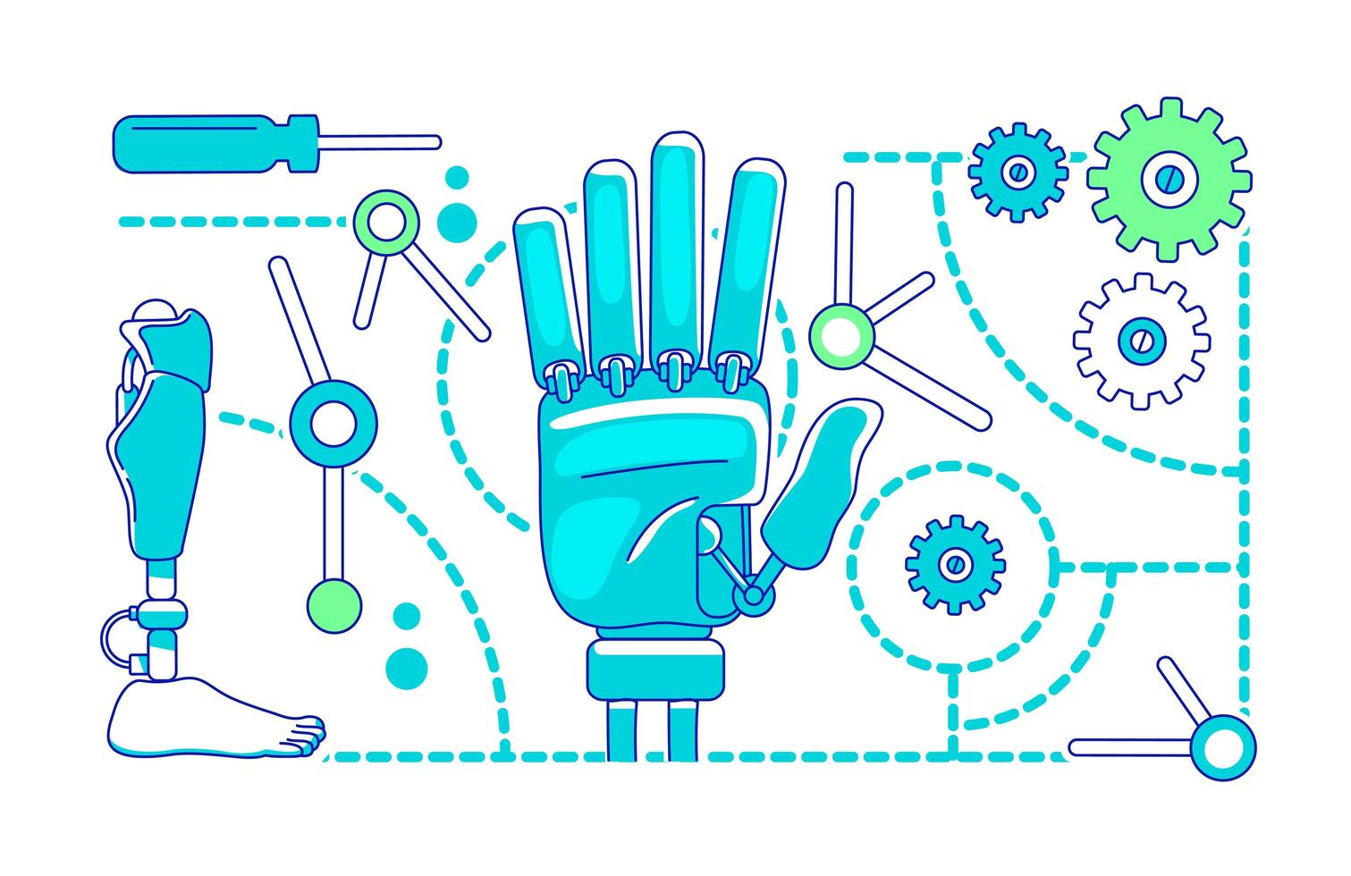 Prosthetics, bionics thin line illustration vector