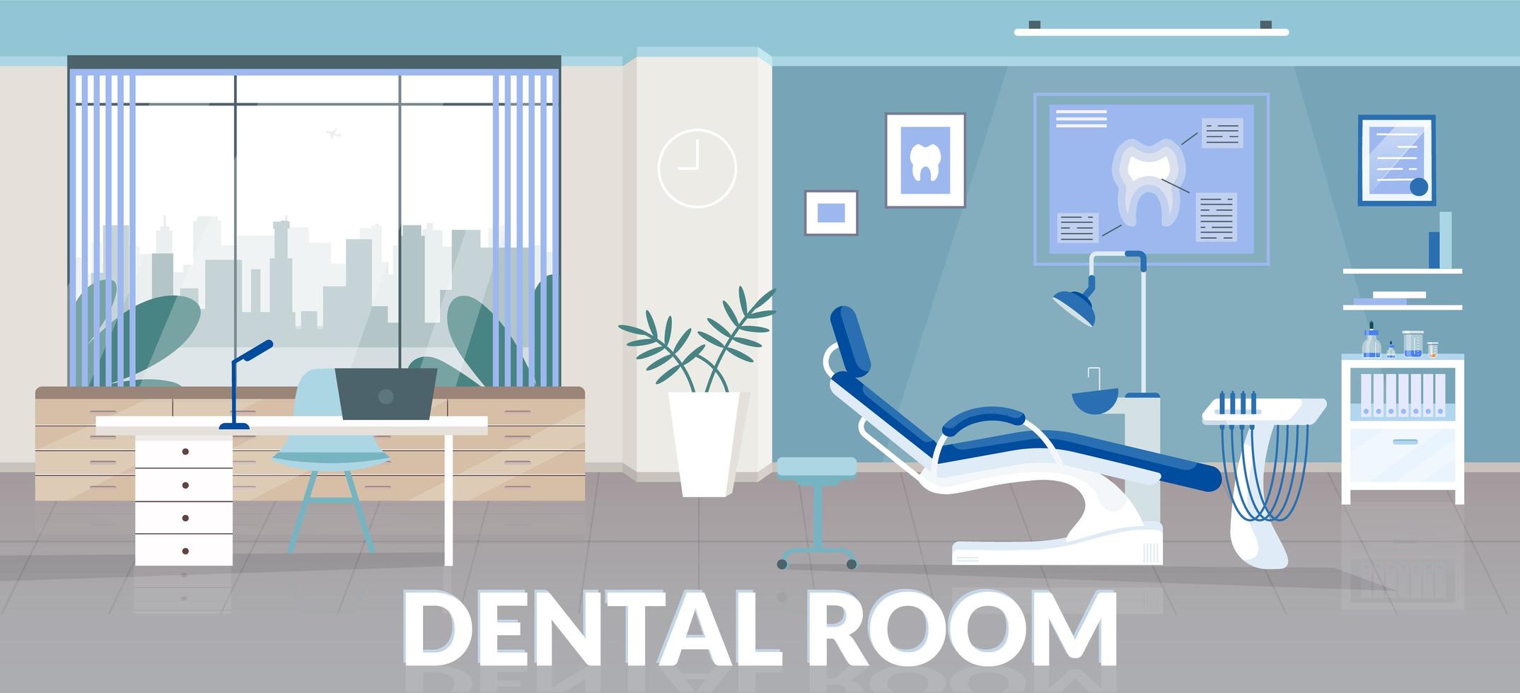 Dental room banner flat vector template