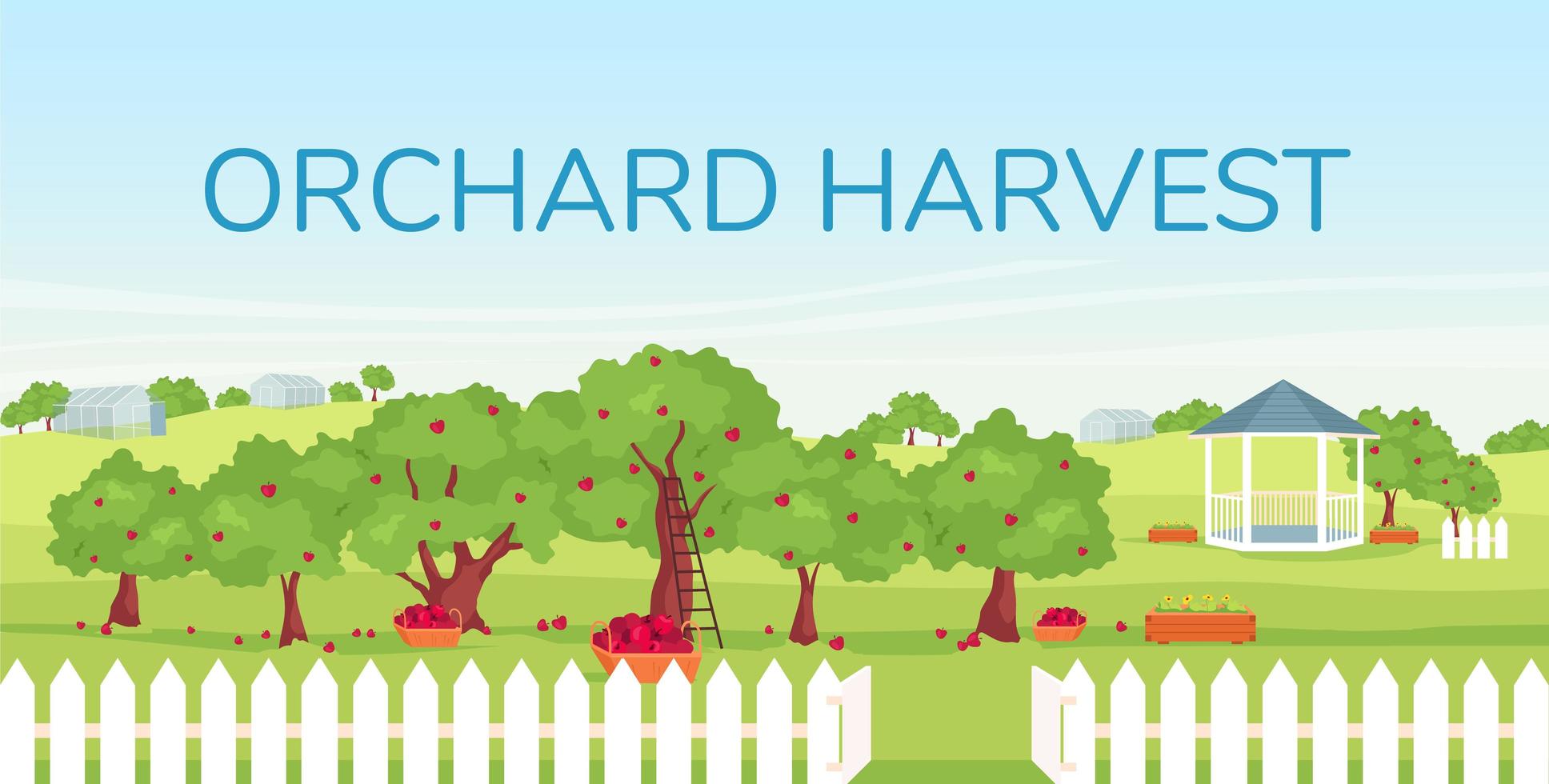 Orchard harvest banner flat vector template
