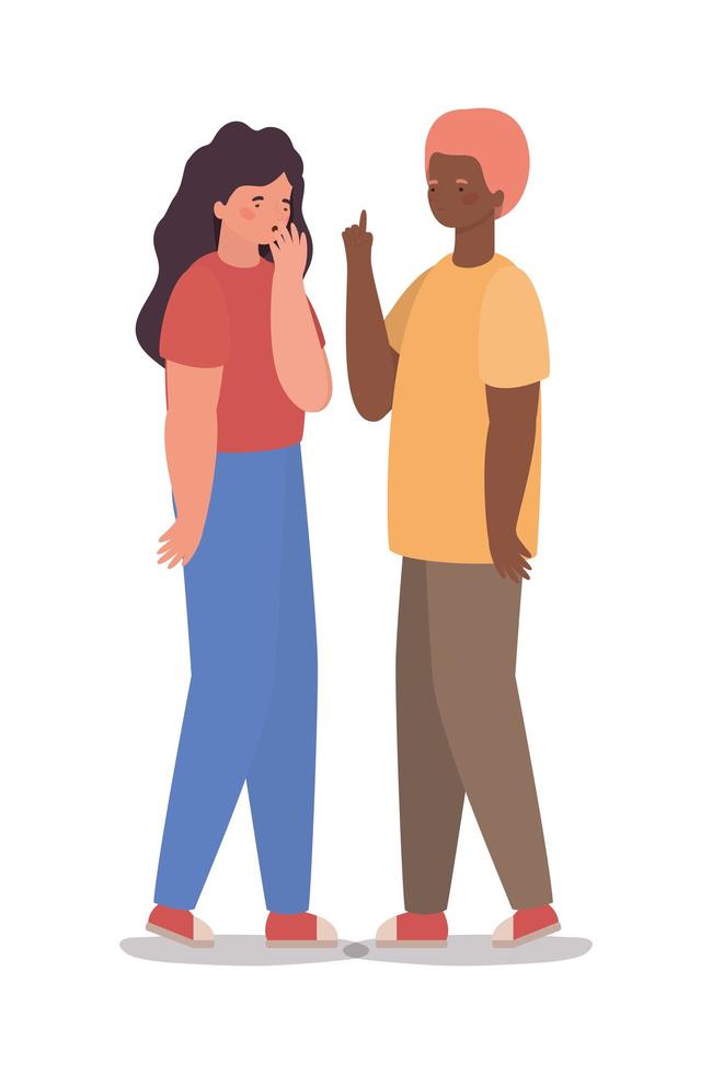 Girl and boy avatar and one with dry cough vector design