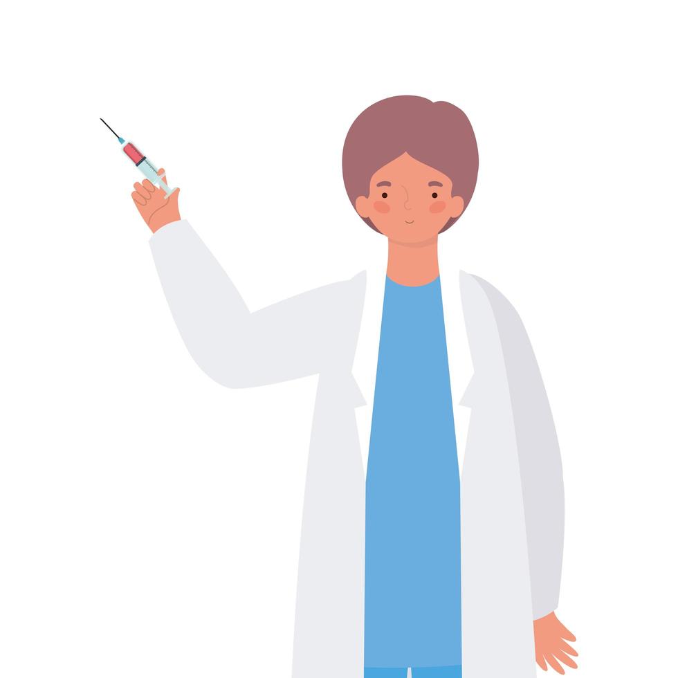 Man doctor with uniform and injection vector design