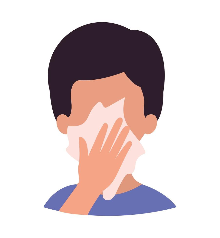 Boy head with dry cough vector design