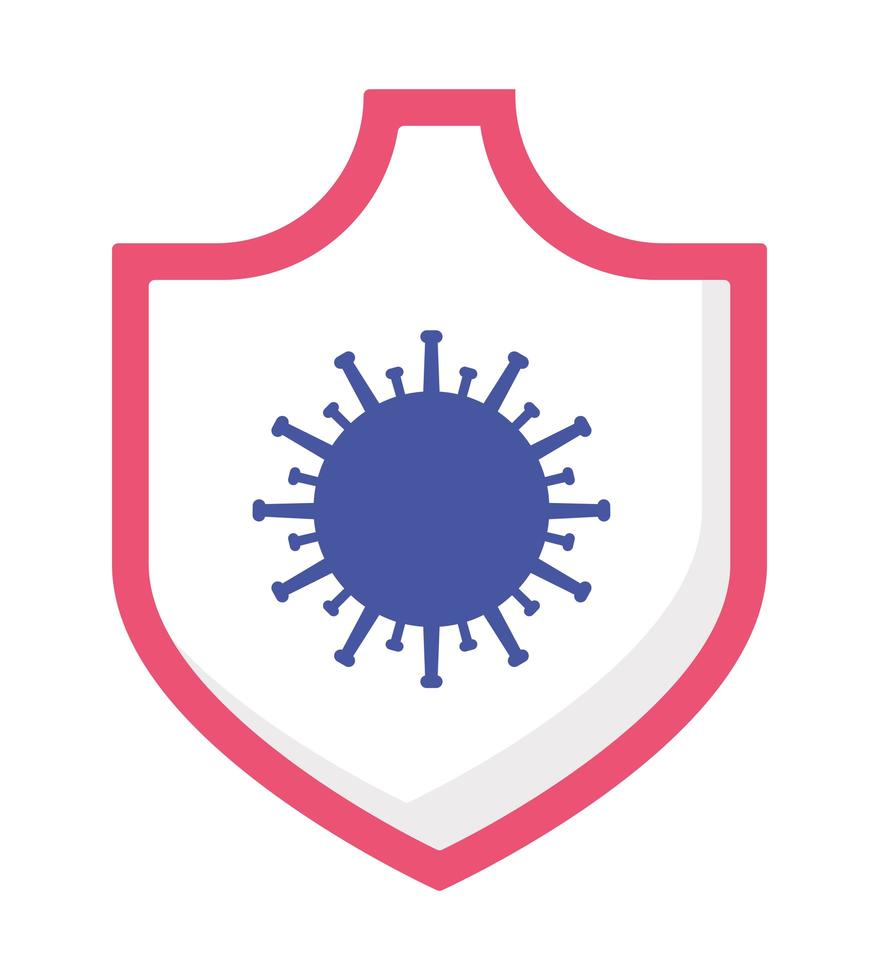 Covid 19 virus inside shield vector design