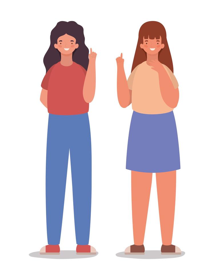 Diseño vectorial de dibujos animados de mujeres felices aisladas vector