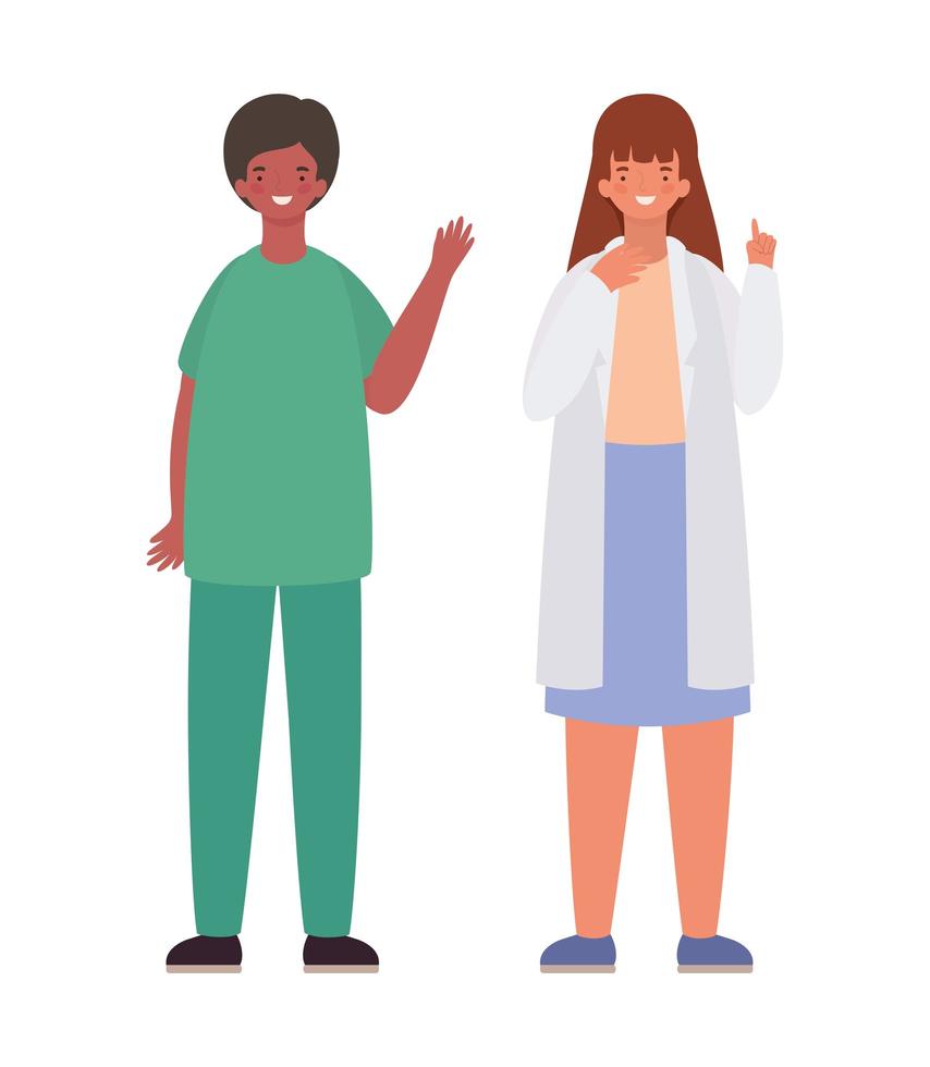 Woman and man doctor with uniform vector design