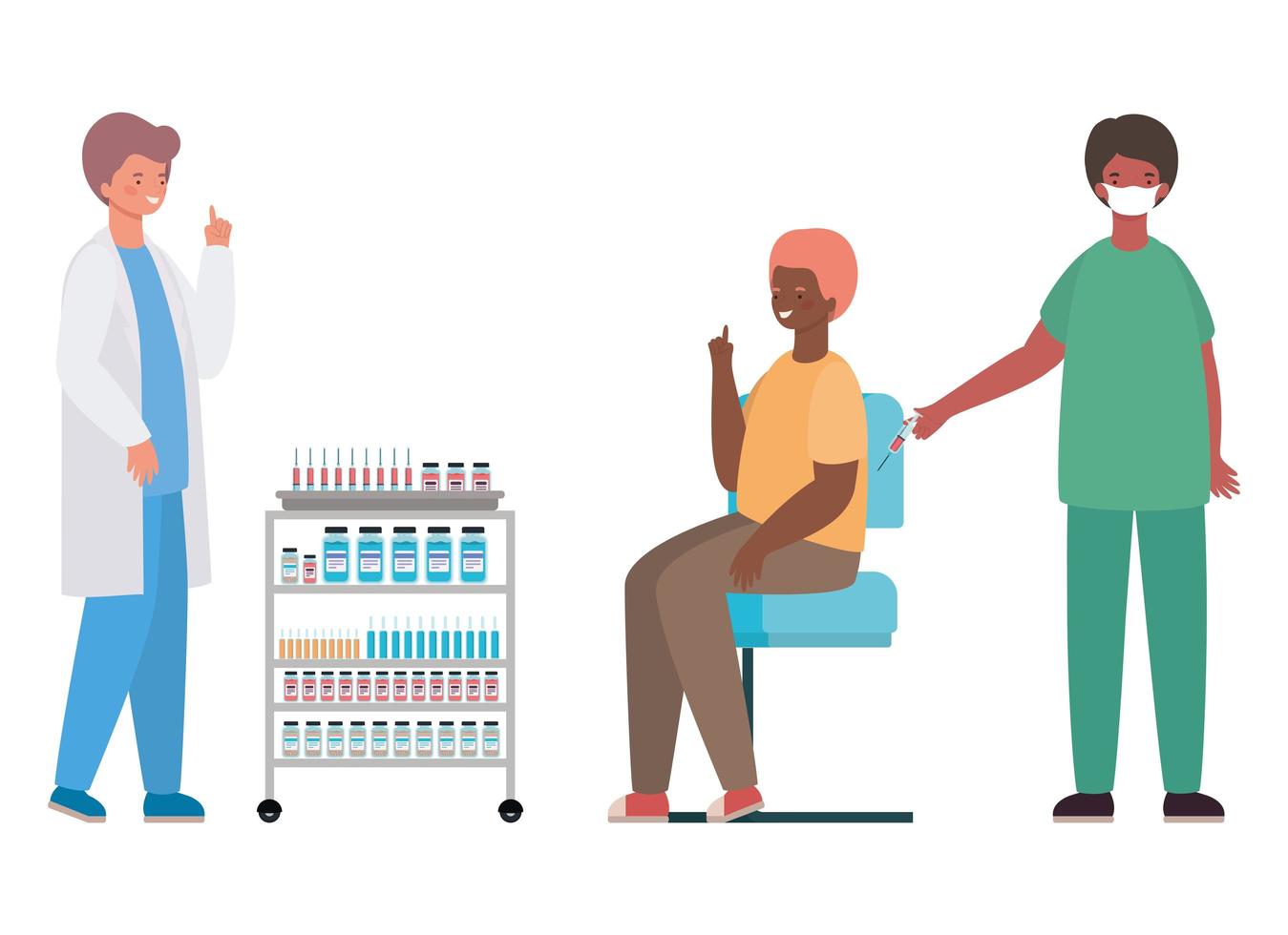 male doctor vaccinating man vector design