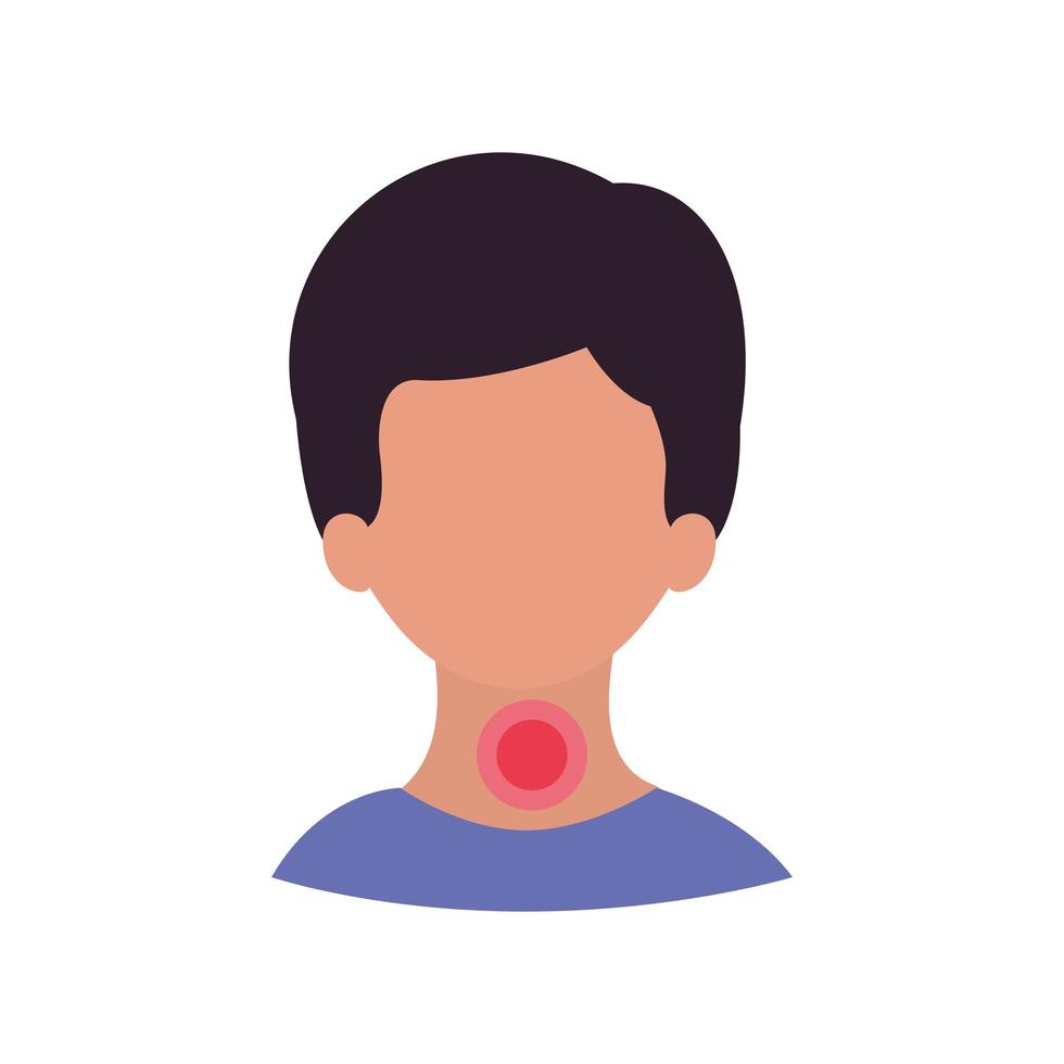 Boy head with sore throat vector design