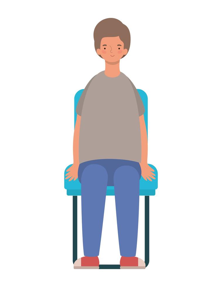 happy man cartoon sitting on seat vector design