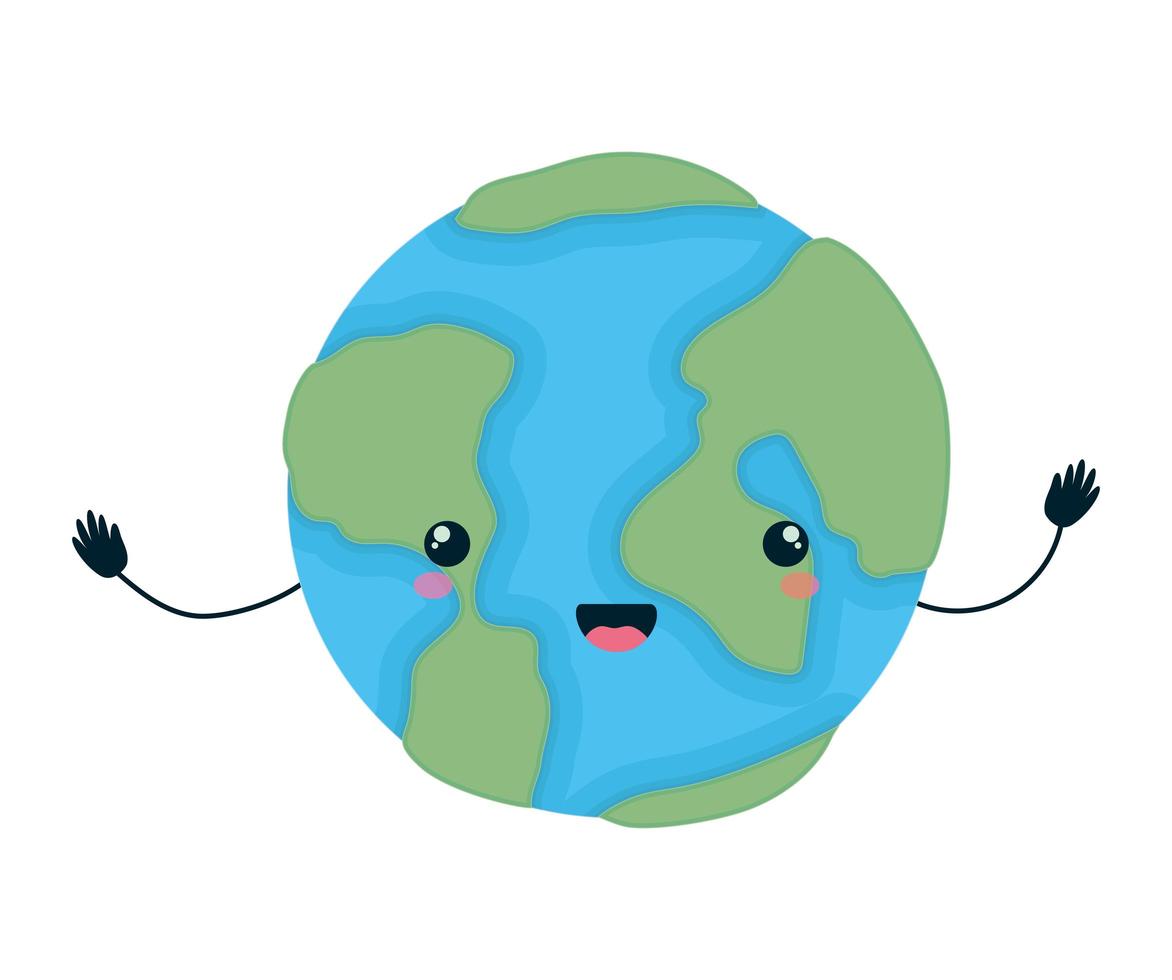 Diseño vectorial de dibujos animados de esfera mundial kawaii vector