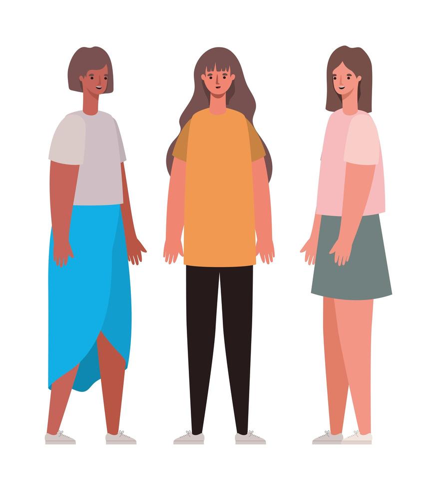 mujeres avatares dibujos animados diseño vectorial vector