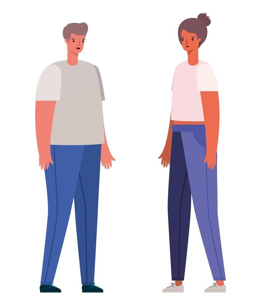 Woman and man avatar cartoon vector design