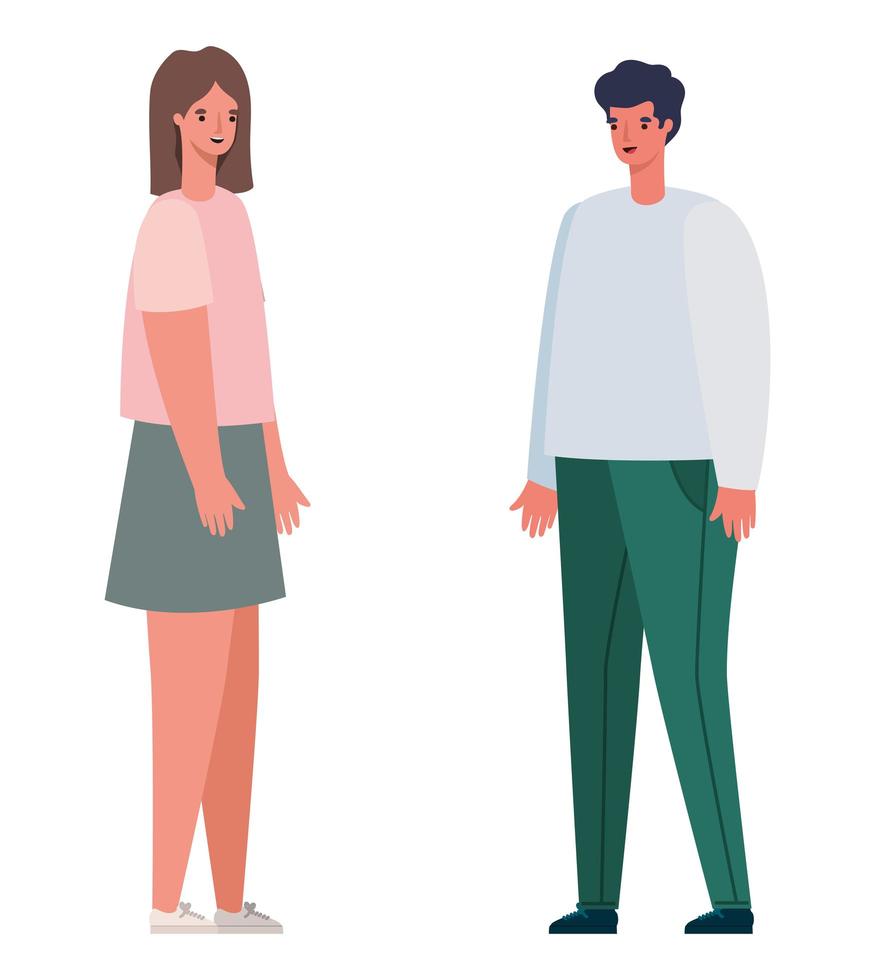 Woman and man avatar cartoon vector design