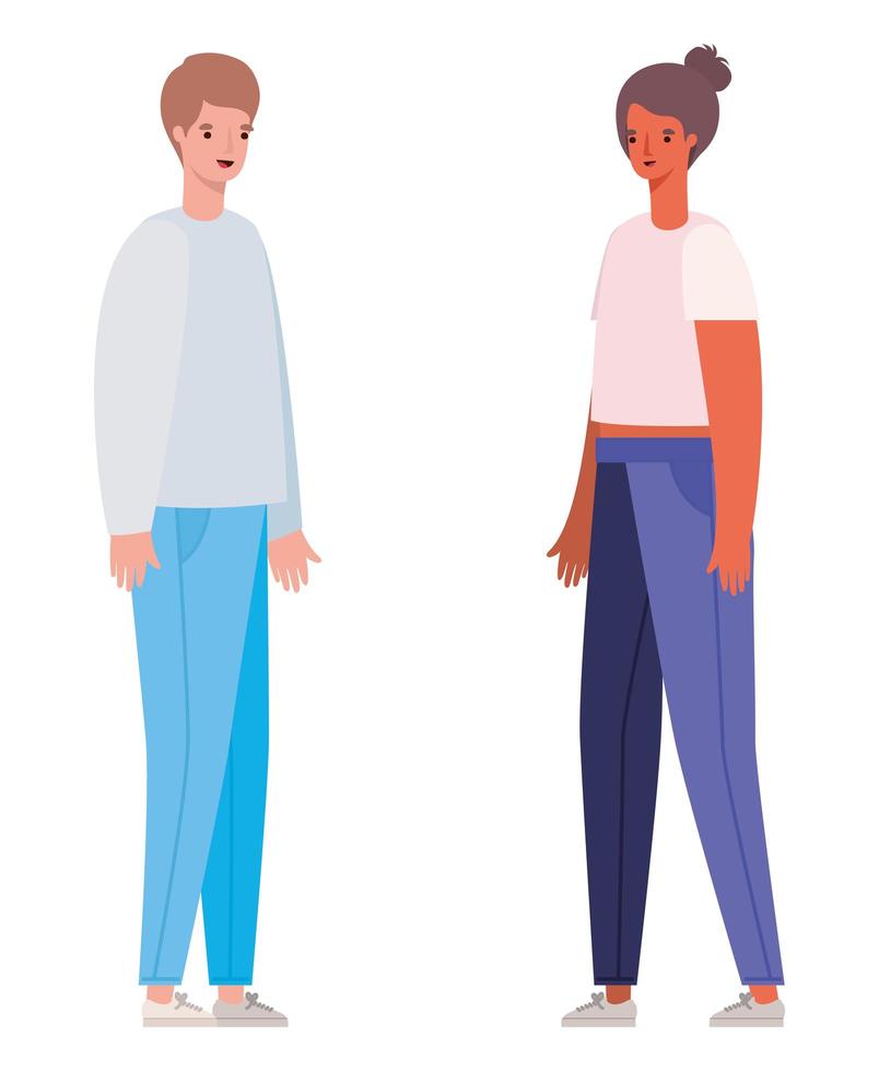 Woman and man avatar cartoon vector design