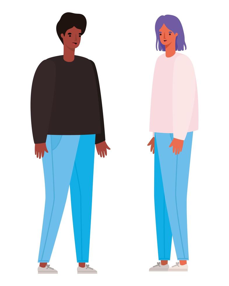 Woman and man avatar cartoon vector design