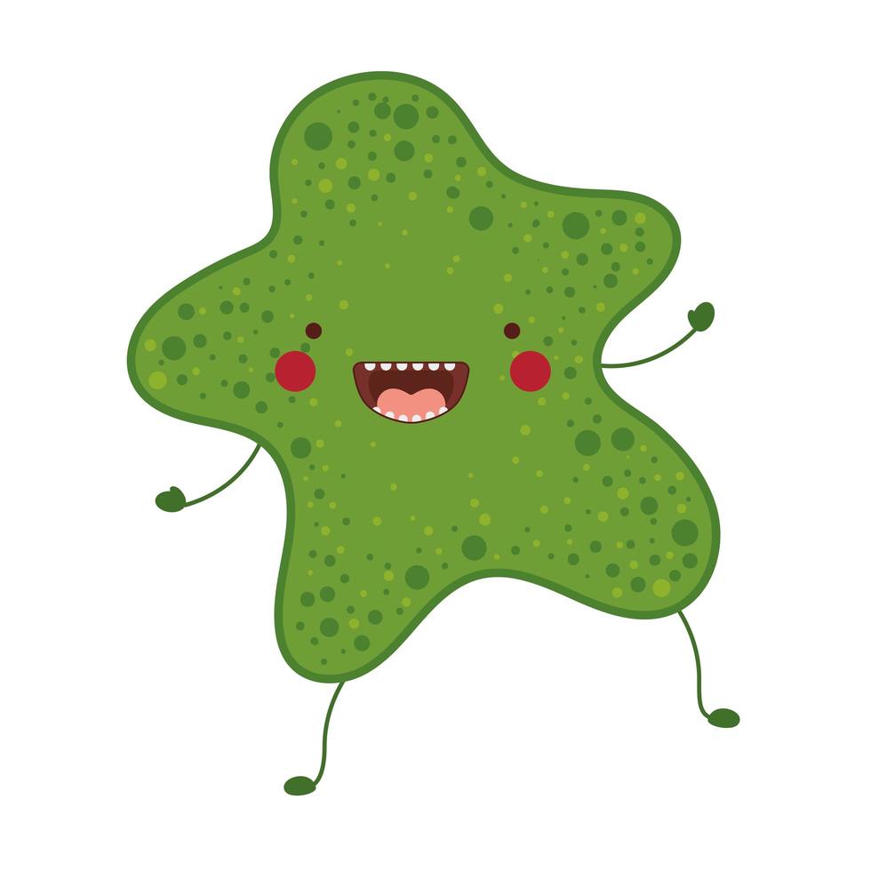 Splash virus verde kawaii cartoon diseño vectorial vector