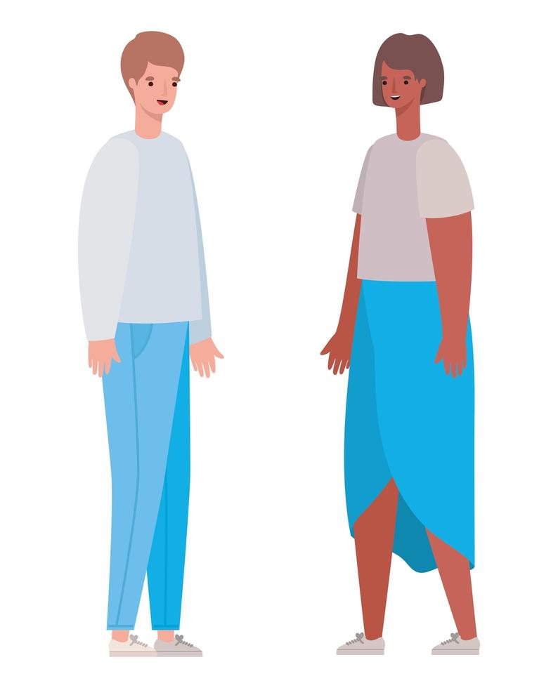 Woman and man avatar vector design