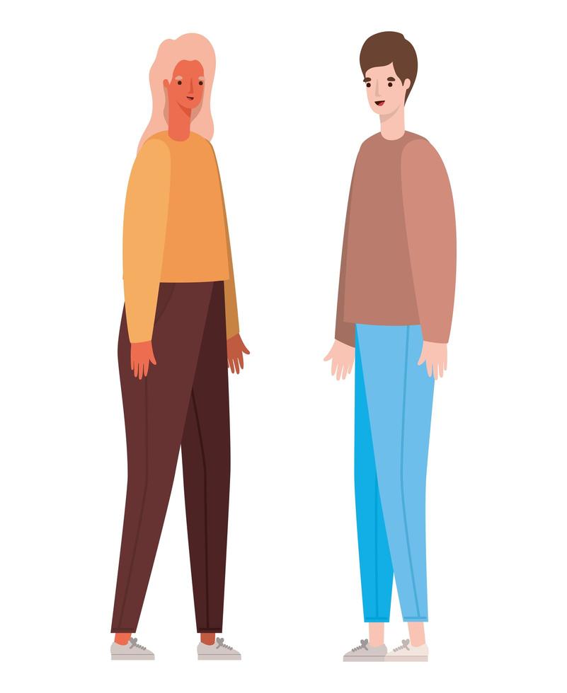 Woman and man avatar vector design