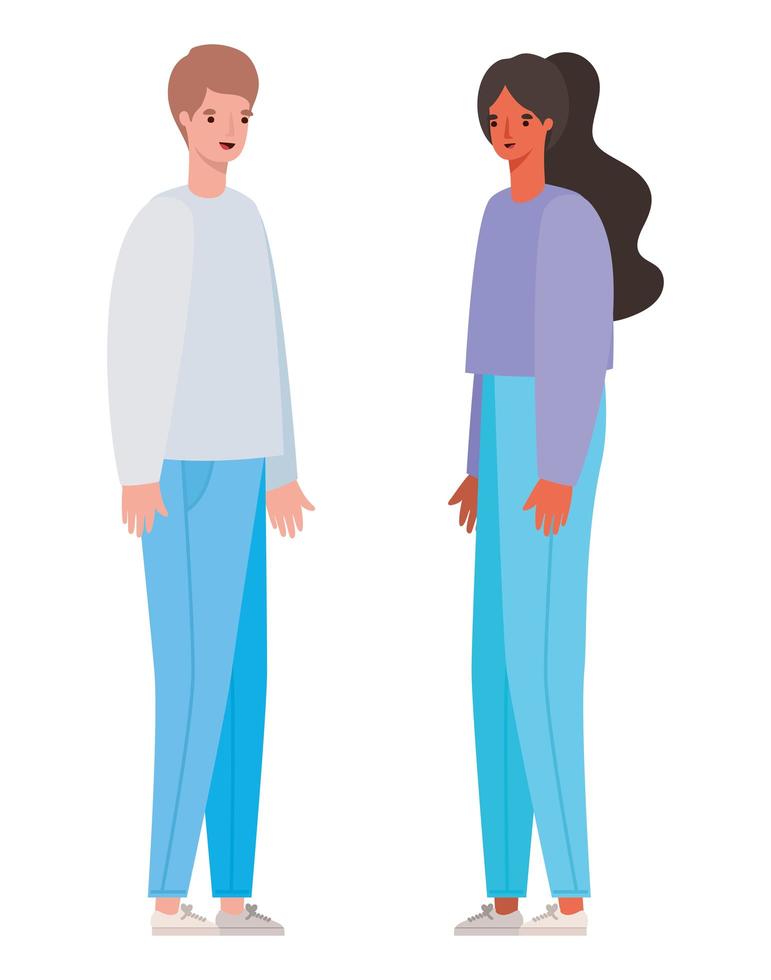 Woman and man avatar cartoon vector design