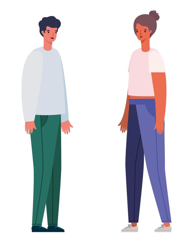 Woman and man avatar cartoon vector design