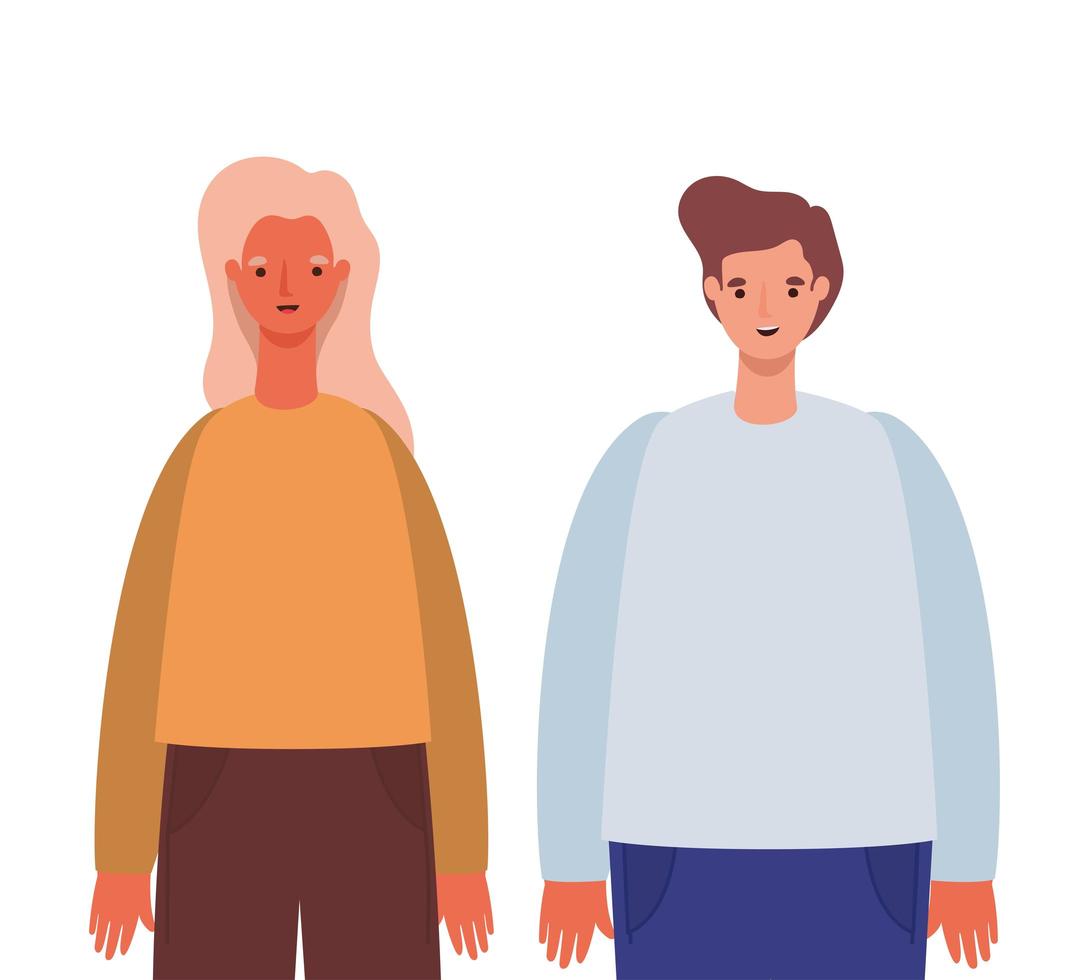 Diseño de vector de dibujos animados de avatar de mujer y hombre