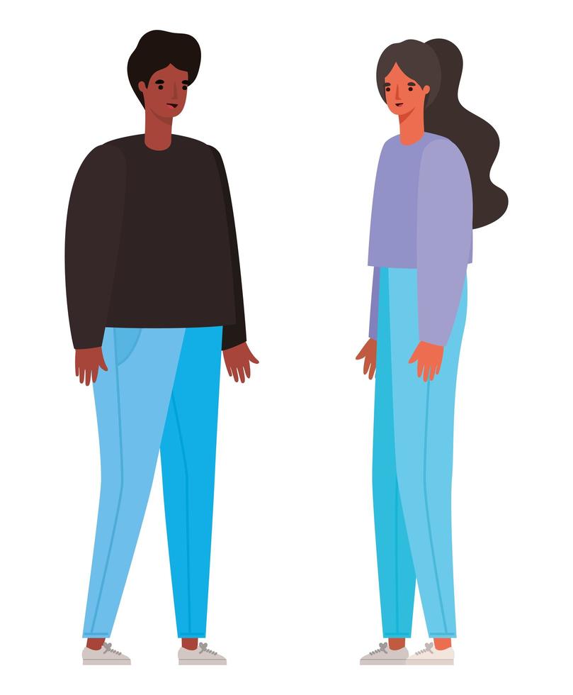 Woman and man avatar cartoon vector design