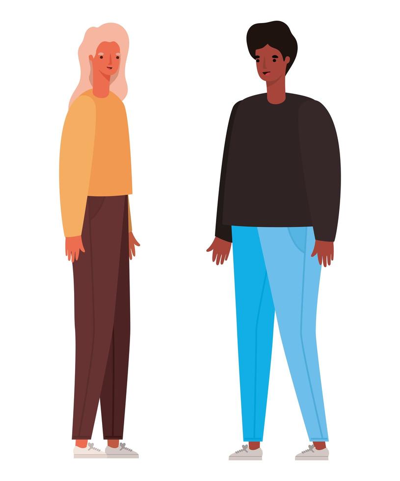 Woman and man avatar vector design