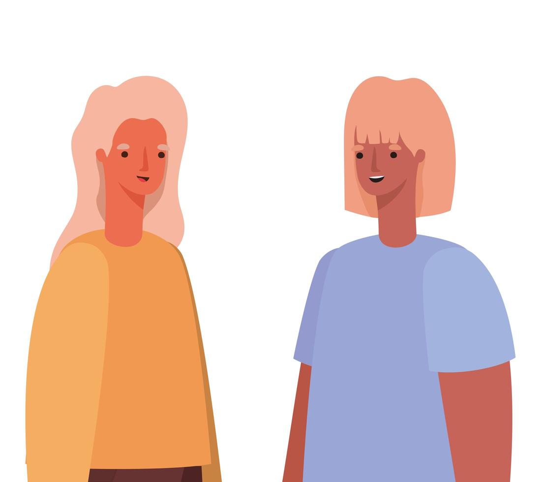 dos mujeres avatares diseño vectorial vector