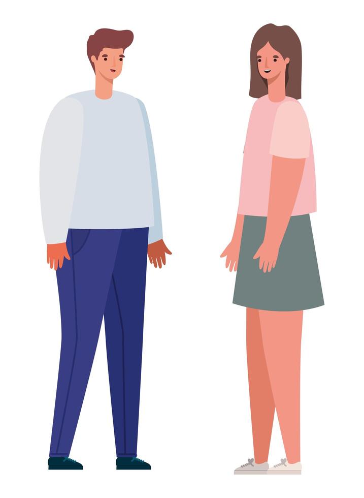 Woman and man avatar cartoon vector design